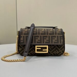 Replica Fendi Baguette Sliding Chain Ff Brown