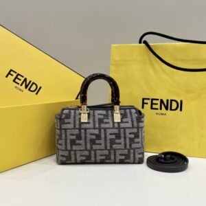 Fake Fendi By The Way Boston Brown Cotton