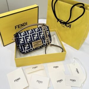 Fake Fendi Baguette Small Cotton Blue