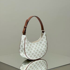 Alternative view of Replica Celine Triomphe Moon Bag White