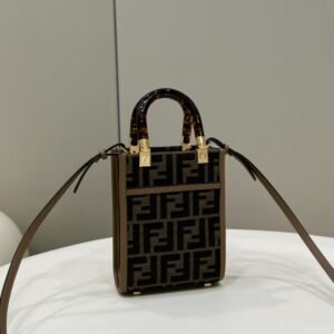 Alternative view of Replica Fendi Mini Tote Brown Canvas