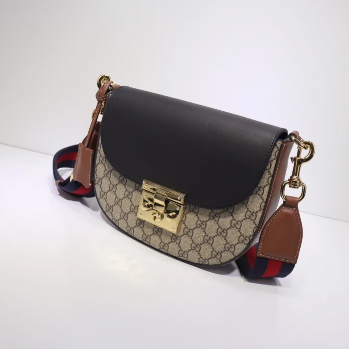 Fake Gucci Supreme Monogram Web Medium Padlock Messenger Shoulder Bag - Image 12