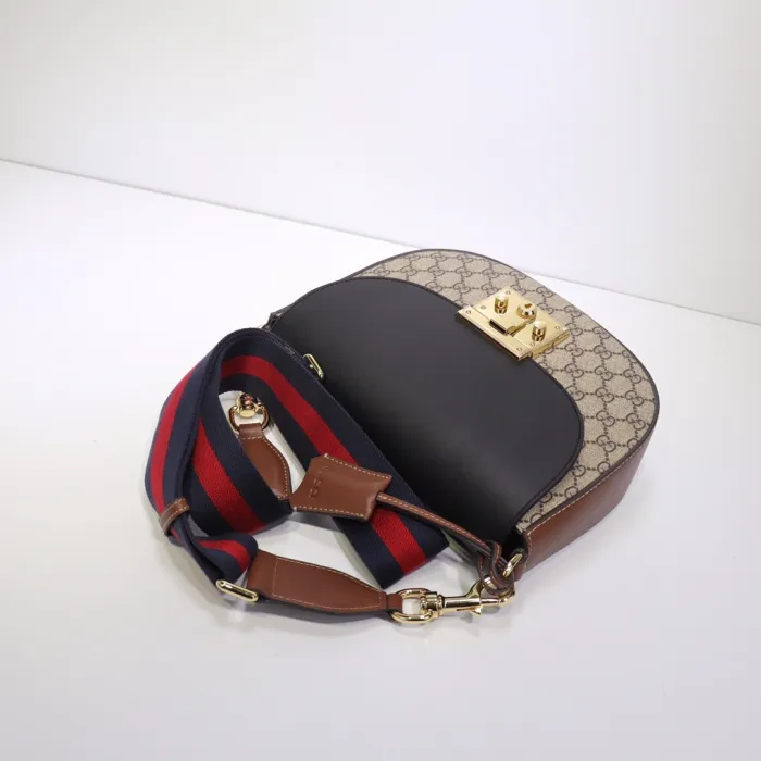 Fake Gucci Supreme Monogram Web Medium Padlock Messenger Shoulder Bag - Image 15