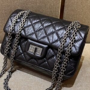 CHANEL 2.55 Mini Bag Black Silver
