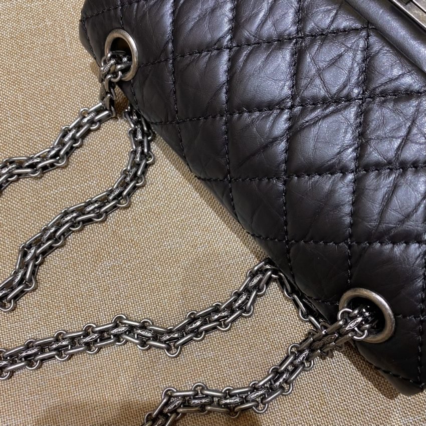 CHANEL 2.55 Mini Bag Black Silver - Image 4