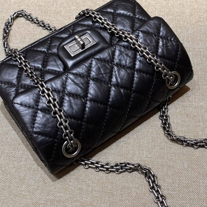 CHANEL 2.55 Mini Bag Black Silver - Image 8