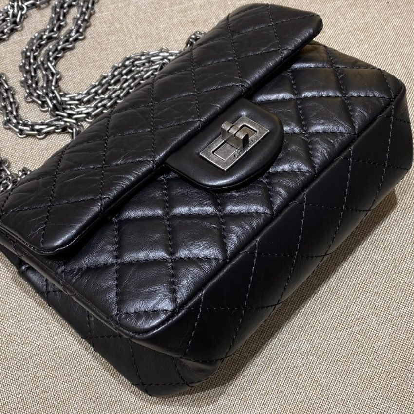 CHANEL 2.55 Mini Bag Black Silver - Image 9