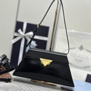 Fake Prada Triangle Leather Handbag Black