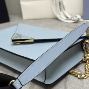 Alternative view of Replica Prada Saffiano Blue Small Envelope
