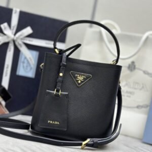 Fake Prada Saffiano Black Bucket Black