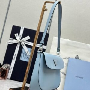 Alternative view of Replica Prada Cleo Medium Blue Bag With Flap