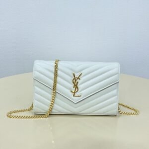 Fake YSL Envelope Clutch White