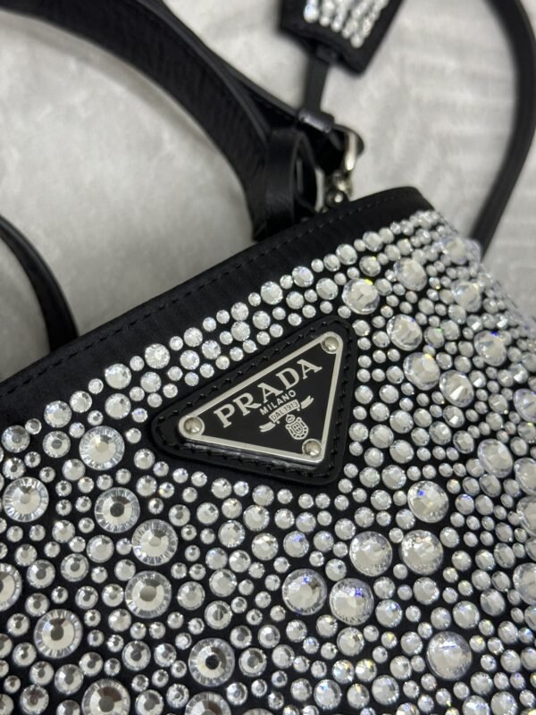 Fake Prada White Crystal Bucket Bag - Image 4