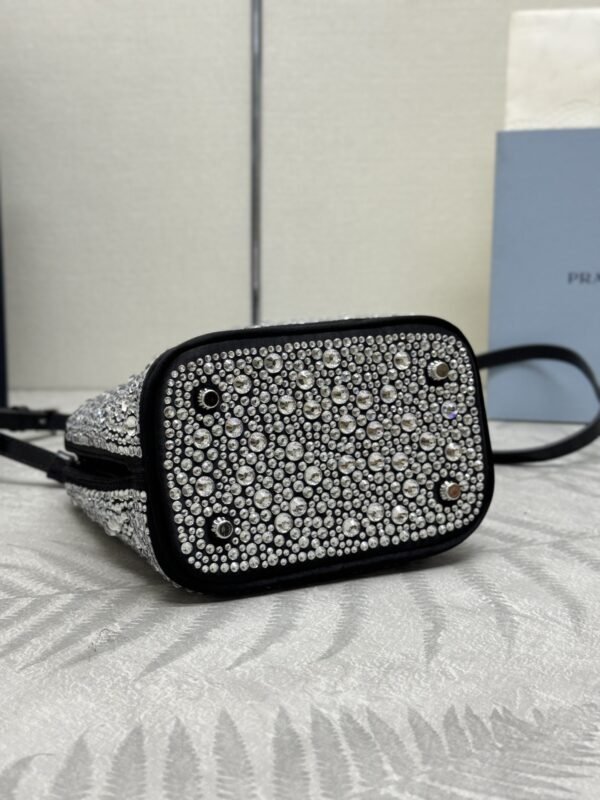 Fake Prada White Crystal Bucket Bag - Image 6