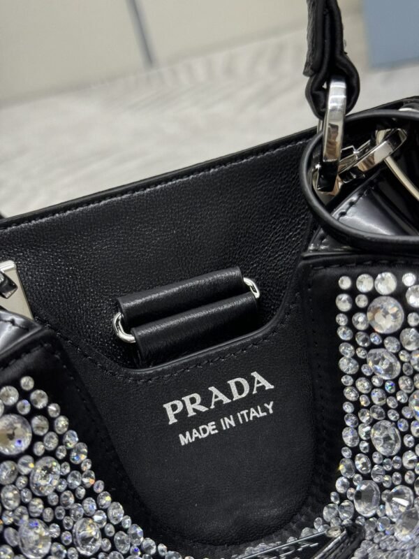 Fake Prada White Crystal Bucket Bag - Image 3