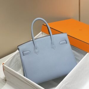 Alternative view of Replica Hermès Birkin Linen Blue