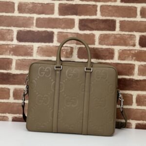 Fake Gucci Briefcase GG Leather Brown