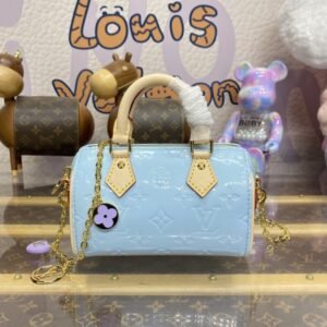 Fake Louis Vuitton Speedy Nano Blue Patent
