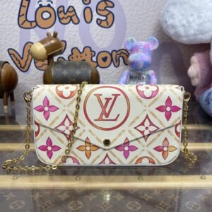 Replica Louis Vuitton Félicie Pochette White Orange Flowers
