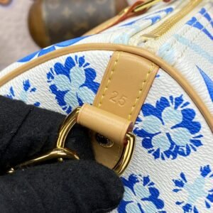 Alternative view of Replica Louis Vuitton Speedy Bandouliere 25 Blue – White