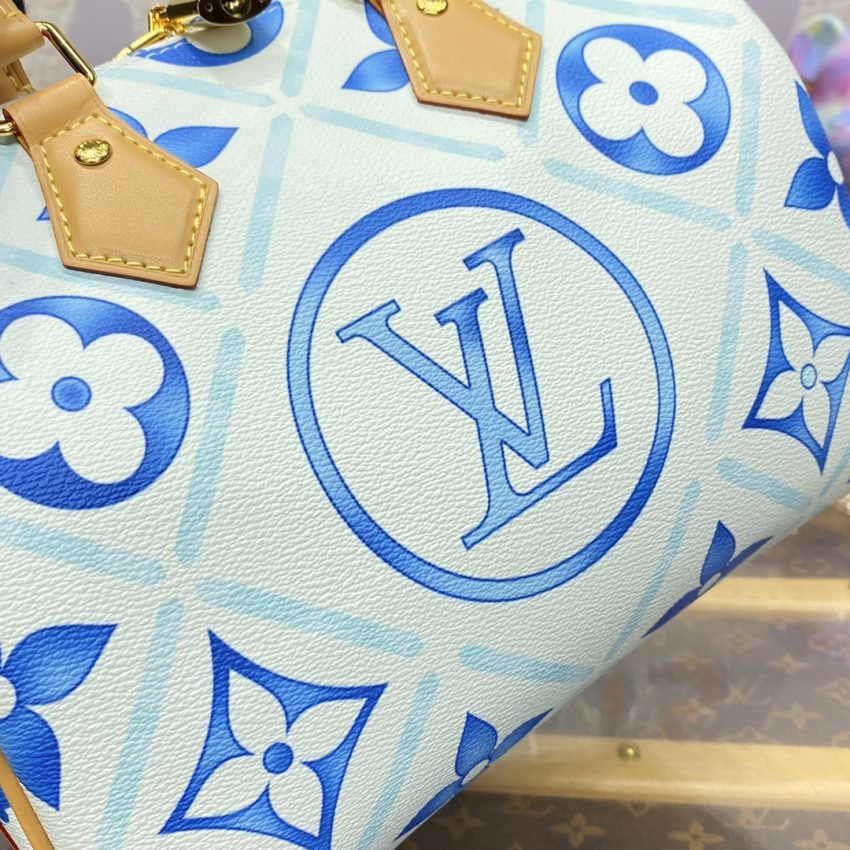 Replica Louis Vuitton Speedy Bandouliere 25 Blue – White - Image 3