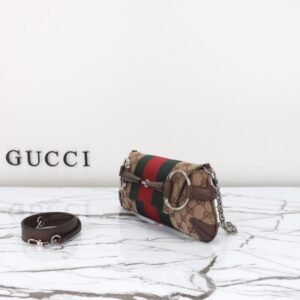 Alternative view of Fake Gucci Horsebit Chain Shoulder Bag Brown