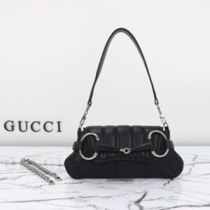 Replica Gucci Horsebit Chain Shoulder Bag Black