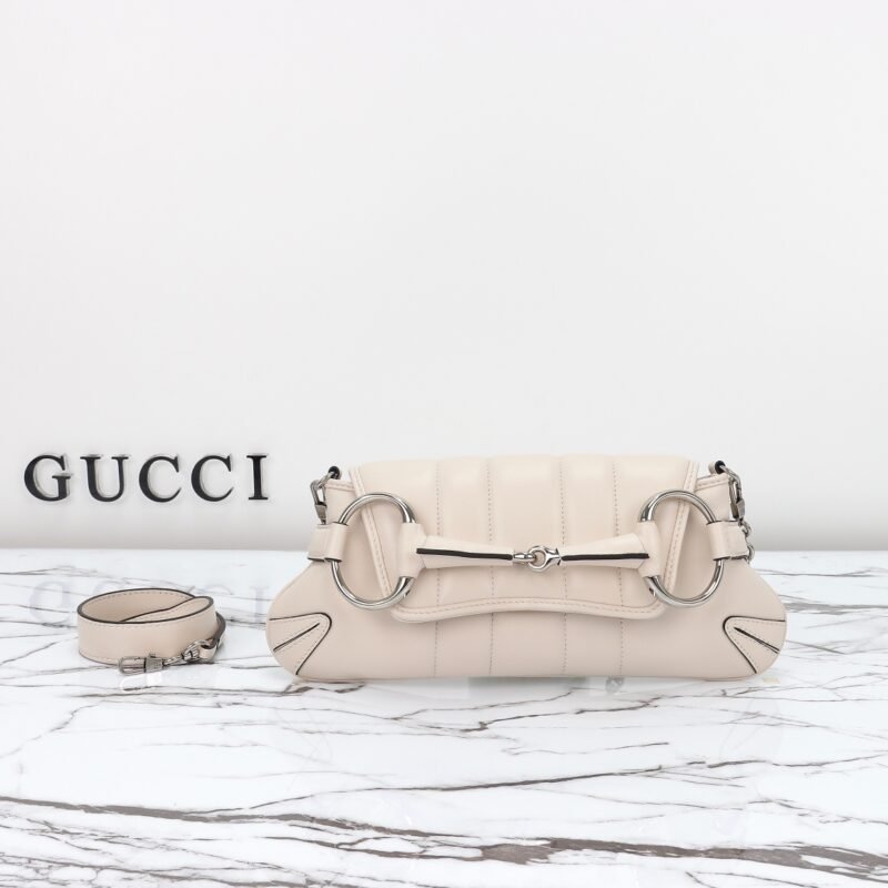 Replica Gucci Horsebit Chain Shoulder Bag White - Image 3