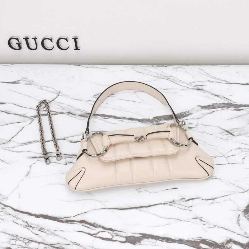 Replica Gucci Horsebit Chain Shoulder Bag White - Image 9