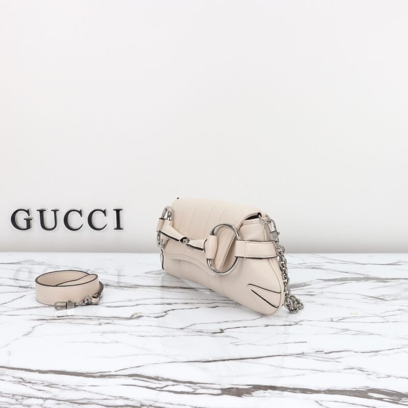 Replica Gucci Horsebit Chain Shoulder Bag White - Image 7