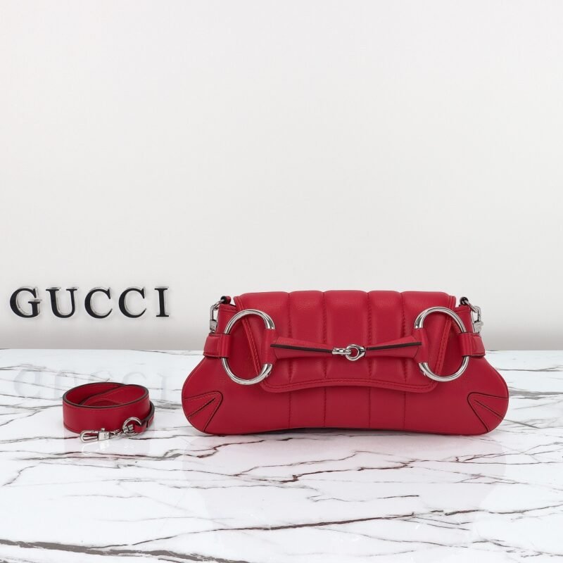 Replica Gucci Horsebit Chain Shoulder Bag Red - Image 2