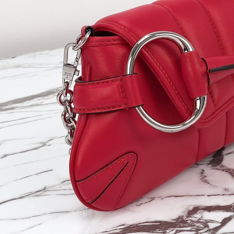 Replica Gucci Horsebit Chain Shoulder Bag Red - Image 3