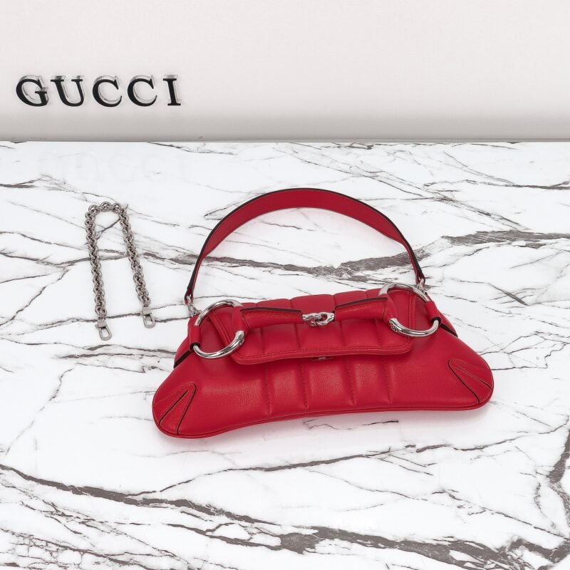Replica Gucci Horsebit Chain Shoulder Bag Red - Image 4