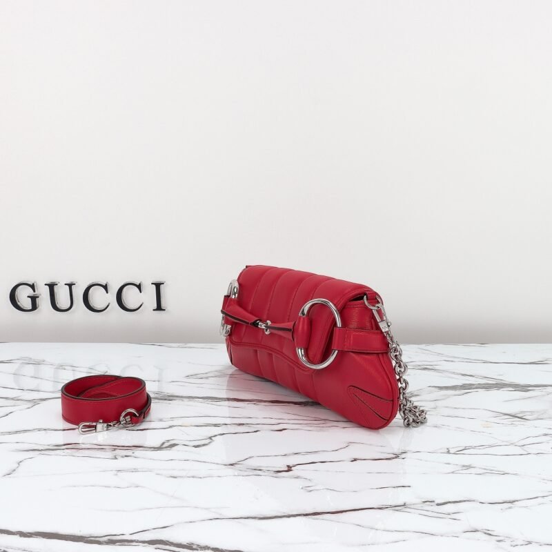 Replica Gucci Horsebit Chain Shoulder Bag Red - Image 6