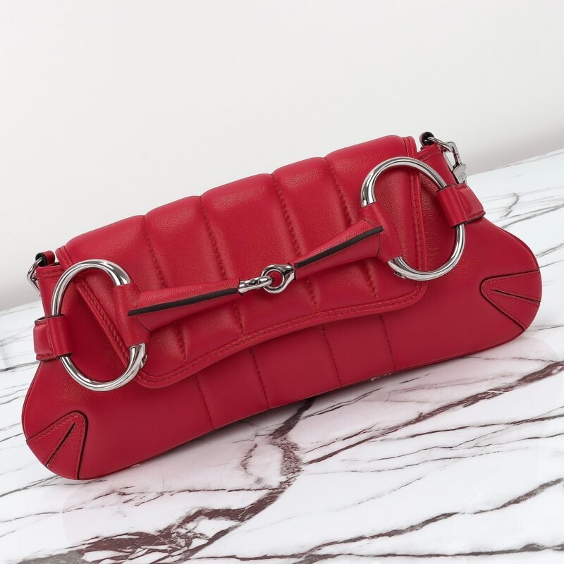 Replica Gucci Horsebit Chain Shoulder Bag Red - Image 8