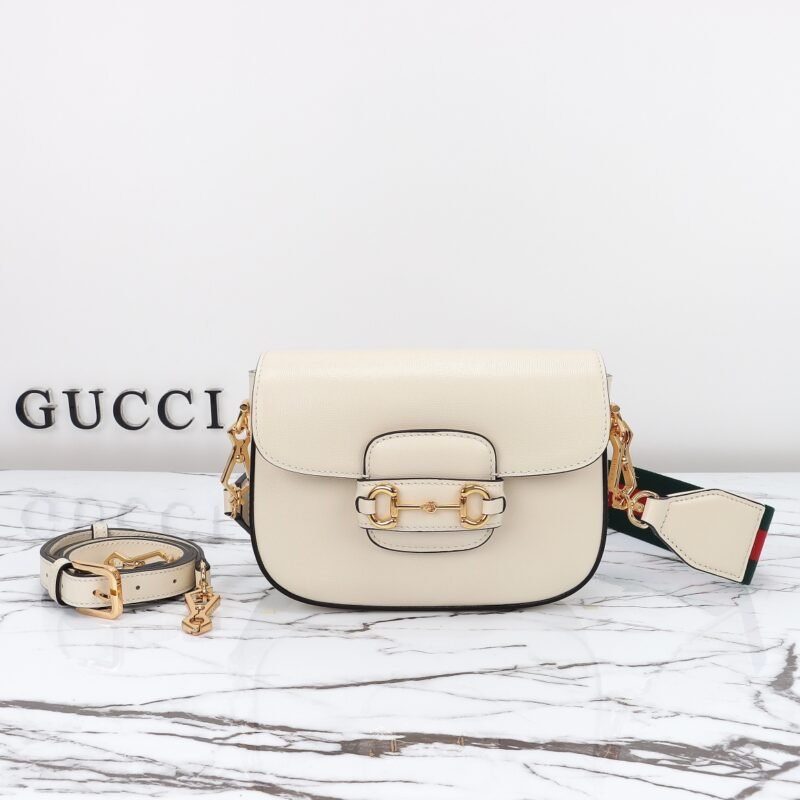 Fake Gucci Horsebit 1955 Double G Mini White