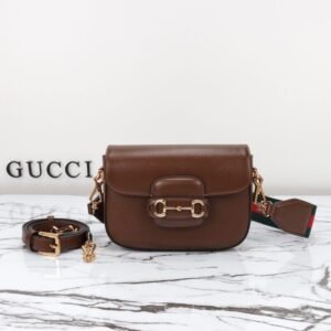 Fake Gucci Horsebit 1955 Double G Mini Brown