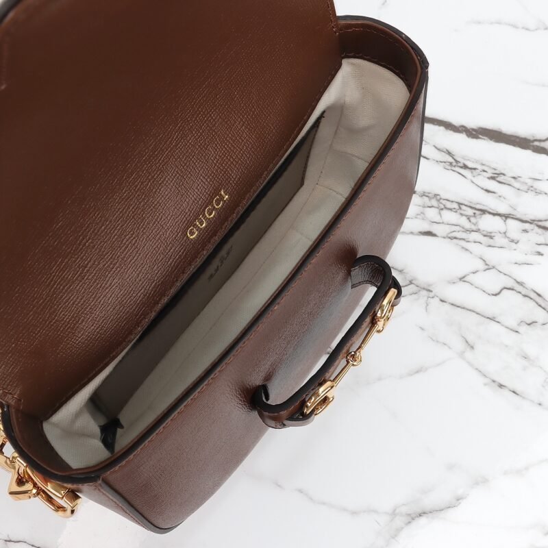 Fake Gucci Horsebit 1955 Double G Mini Brown - Image 4