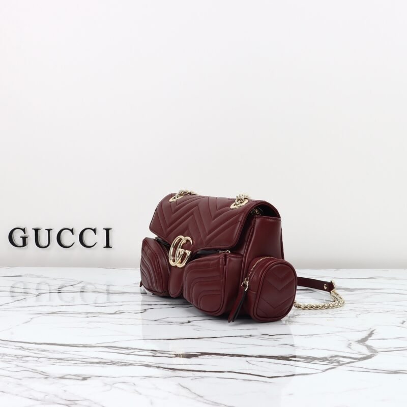 Fake Gucci Marmont 2.0 GG Shoulder Bag Bordeaux - Image 10