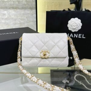CHANEL 19 Mini Flap White Bag