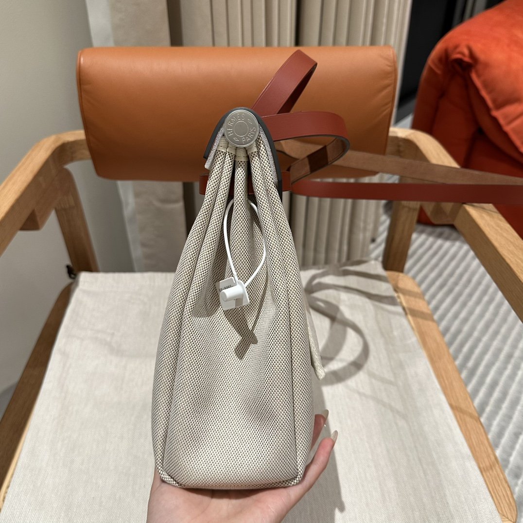 Fake Hermès Herbag 31Cm Beige Red - Image 6