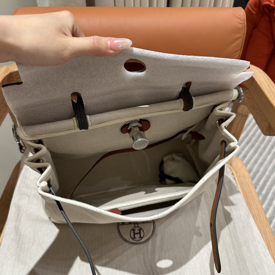 Fake Hermès Herbag 31Cm Beige Red - Image 10