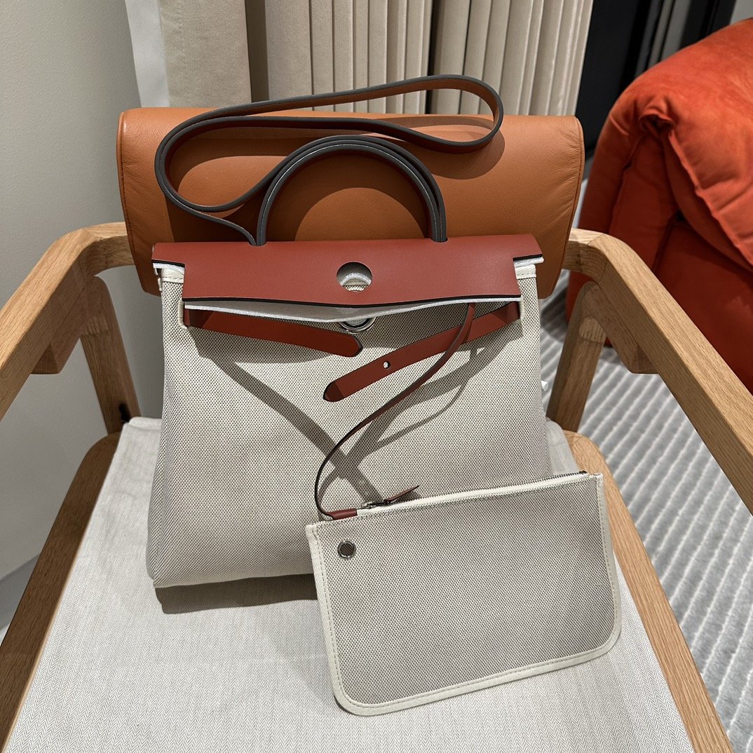 Fake Hermès Herbag 31Cm Beige Red - Image 16