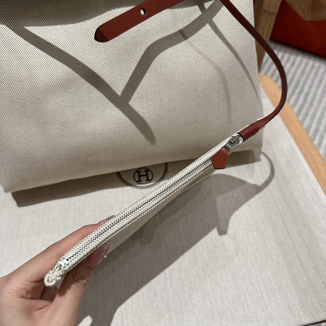 Fake Hermès Herbag 31Cm Beige Red - Image 11