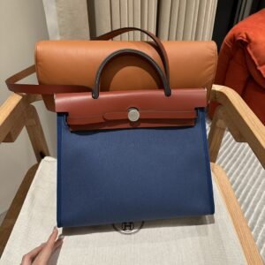 Fake Hermès Herbag 31Cm Blue Canvas