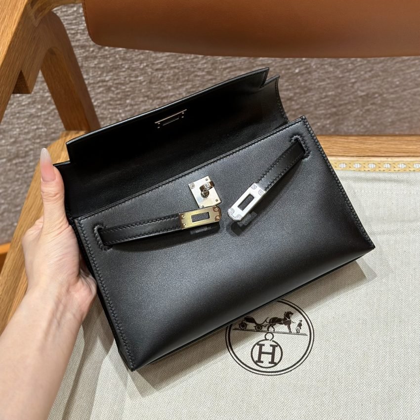Replica Hermès Kelly Pochette Swift Black - Image 11