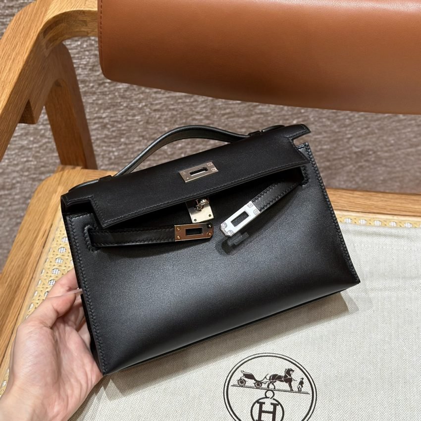 Replica Hermès Kelly Pochette Swift Black - Image 15