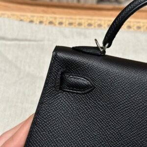 Alternative view of Replica Hermès Kelly Black Epsom Silver