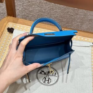 Alternative view of Replica Hermès Kelly Blue Fruda Epsom