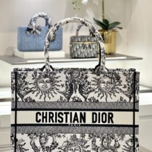 Fake Dior Tote Book Black&White Sun